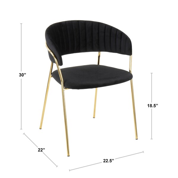 Tania Chair In Gold Metal With Blue Velvet, PK 2